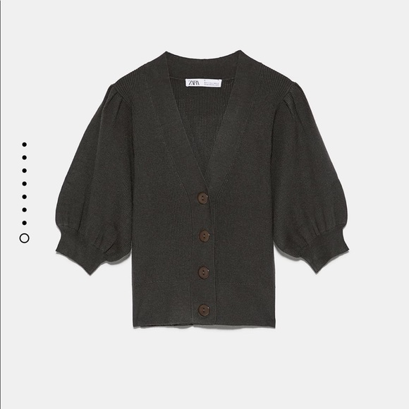 ZARA Knit Cardigan With Balloon Sleeves - Picture 8 of 10